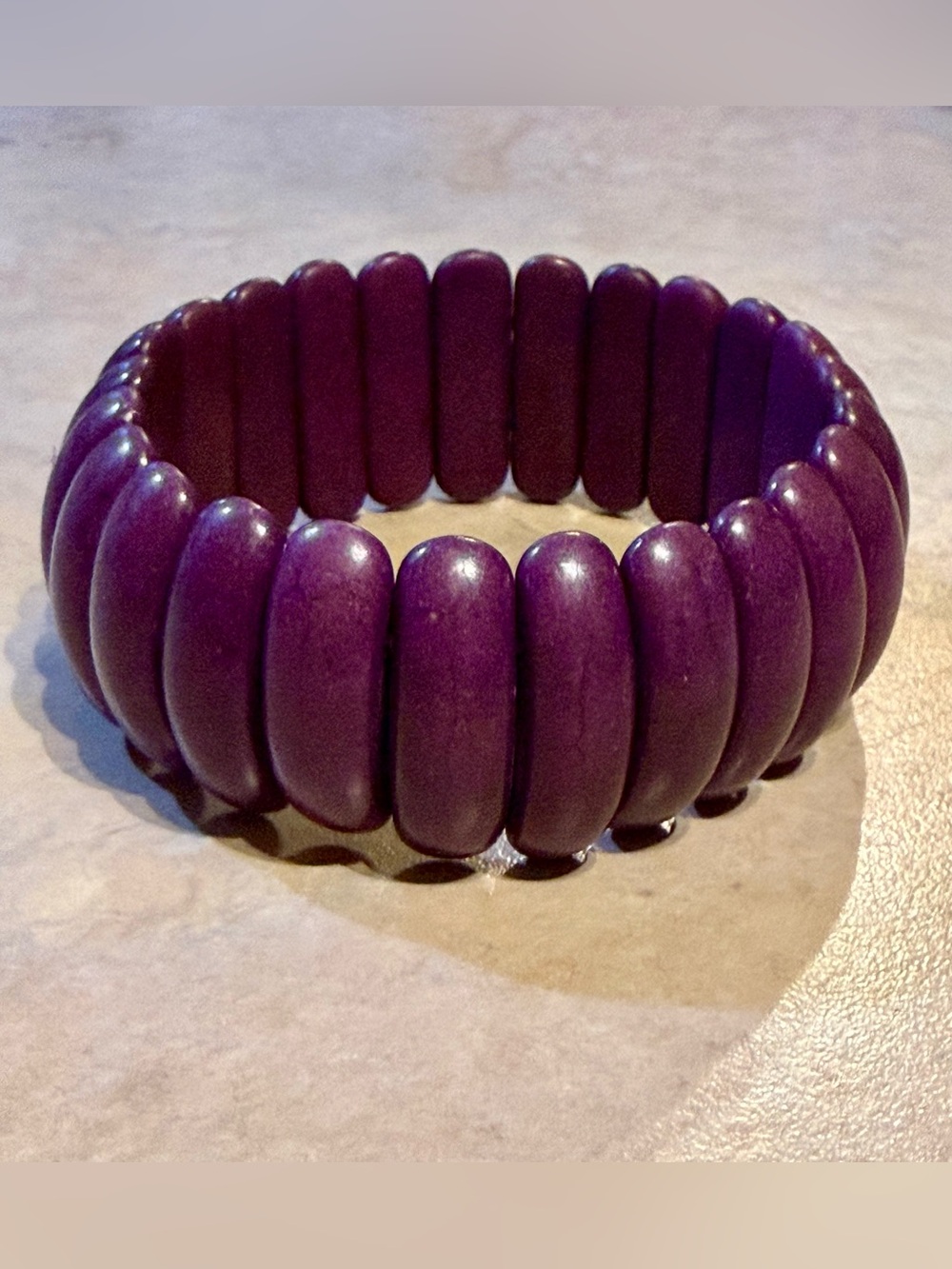 Vintage Bold Purple Stretch Bead Bracelet for Women